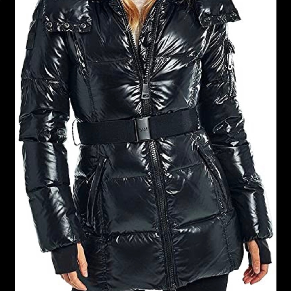 SAM. womens Soho belted coat black